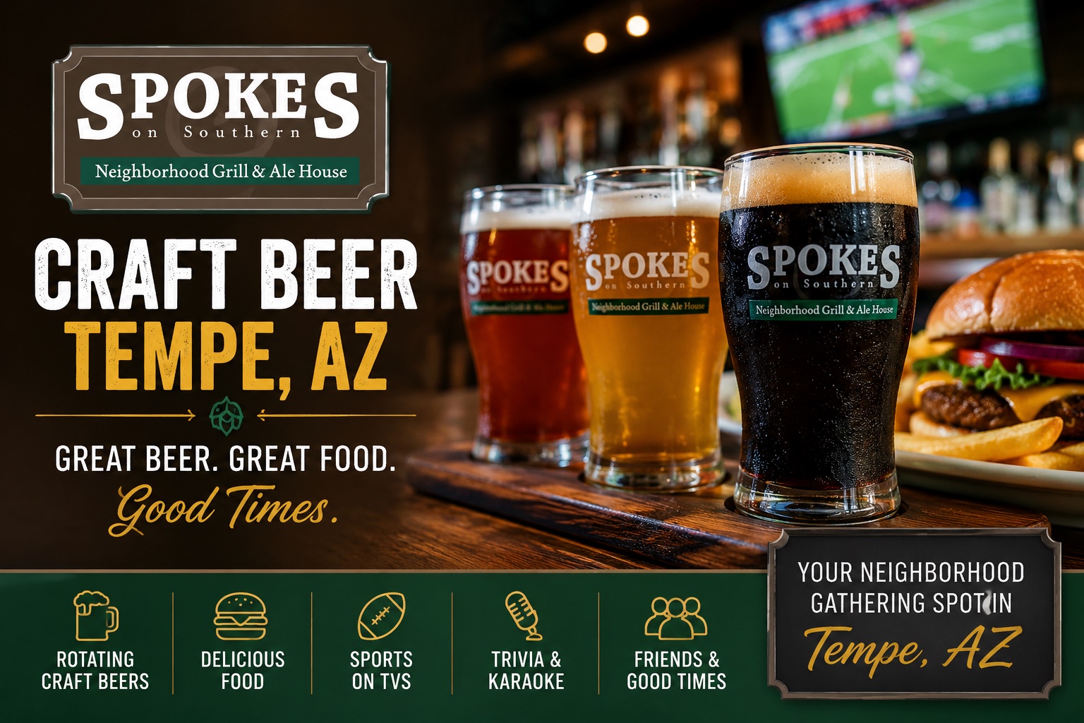 Spokes on Southern, Your Local Destination for Craft Beer Tempe, Draft Beer, Great Food, and Good Times